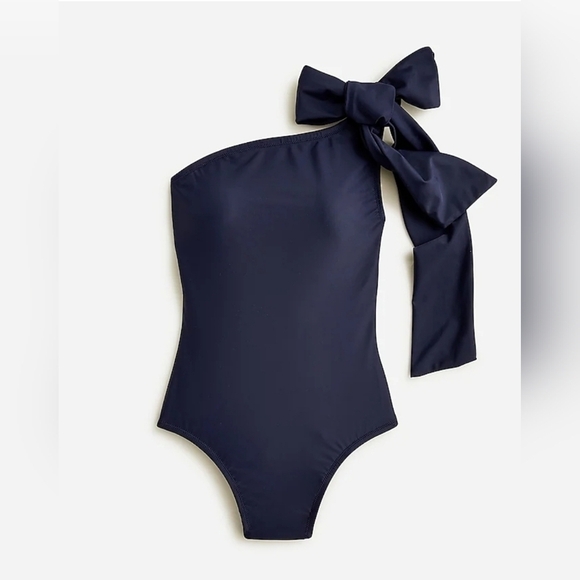 J. Crew Bow One Shoulder One Piece Swimsuit - Picture 1 of 9